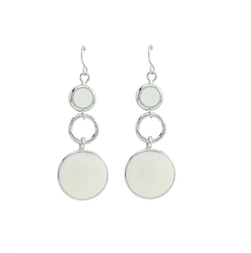 Preisvergleich Produktbild Einfache Ohrringe rund - weiße Ohrhänger - Ohrschmuck - Ohrringe für Damen