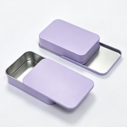 Image of Goodma 24-Pack Slide Top Rectangular Metal Tin Containers, Purple