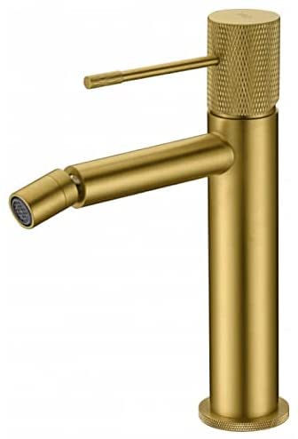 Mice - Grifo monomando para bidé fabricado en latón - Grifos para WC - Griferia de baño apto para agua frio/caliente Colro Oro Cepillado BDD038-2OC