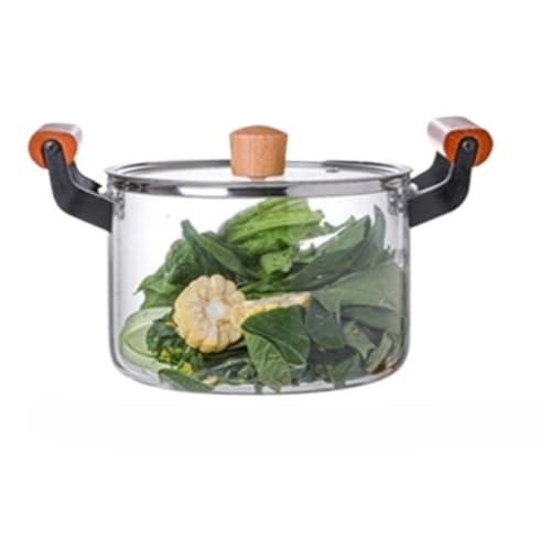 Tuyiutm ガラス鍋 ガラス鍋 クリア鍋 ガラス オープンヒート鍋 オープンヒート、耐熱、シチュー鍋 ホットワイン フェンネル鍋 クリア鍋 耐熱ガラス鍋 オープンヒートガラス鍋 特大鍋 両手鍋 家庭用クッキングポット 蓋、ハンドル、電子レンジ付き (3