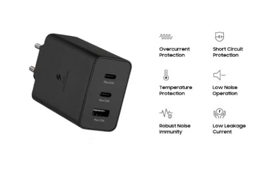 Image of Original 65W 3 Port Multi Port with SuperFast Charging Technology Adapter Compatible for Sam Sung S23 Ultra,S23 Plus,S23,S22 Ultra,S22 Plus,S22,S20FE,A72,A52,A32,F23,F62 (FIX2324)