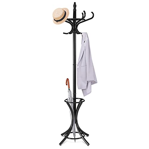 RELAX4LIFE Porte-Manteau sur Pied en Bois Massif 12 Crochets 51x51x184CM, Perroquet Porte-manteaux...