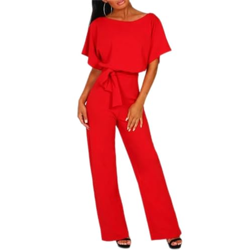 Mono de manga corta de pierna recta: el look ideal con cinturón para tus tardes de oficina