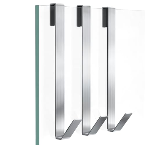 FUMAX Ganci per porta doccia da 30,5 cm, ganci per asciugamani da doccia, resistenti senza fori, ganci per asciugamani da doccia in vetro senza cornice, ganci per asciugamani sopra la porta,