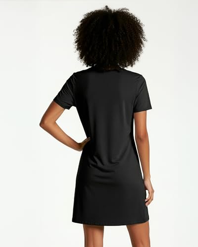 Image of Real Essentials 3 Pack: Women's Short Sleeve Nightgown Dress - Nightshirt Pajama Sleep Shirt Sleepwear (Available In Plus)