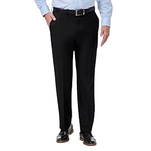 Haggar Men’s Premium Comfort Classic Fit Flat Front Hidden Comfort Waistband Pant (Regular and Big & Tall Sizes)