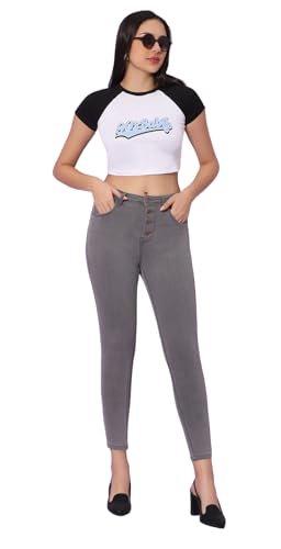 Image of TWGE - Women's High Waist Skinny Fit Jeans - 4 Button, Stretchable Denim Pants - Ankle Length - Stylish Casual Wear