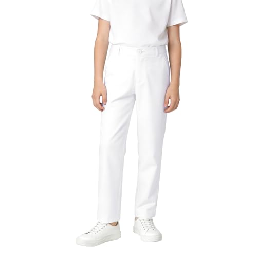 White Pants for Boys Flat Front Dress Pant for Boys Slack Toddler Kids Wedding Easter Outfit School Uniform Pants Size 2