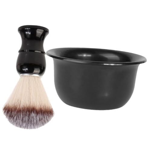 PRETYZOOM Kit Barba Uomo Completo con Ciotola per Sapone e Spazzola Pulizia Rasatura Portatile per Cura Barba Distribuzione Schiuma e Esfoliazione Regalo per Marito