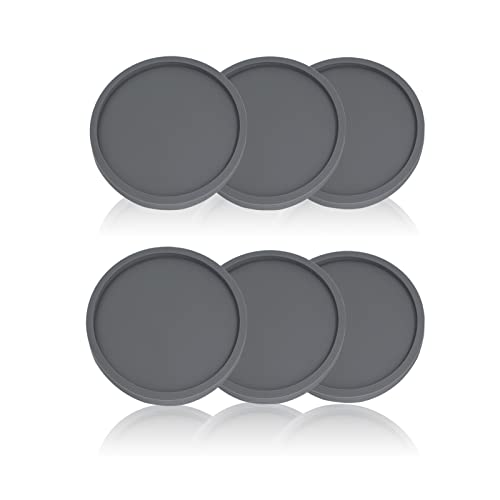 Posavasos Redondos De Silicona, Posavasos De Goma a Prueba De Calor Esteras Lavables para Bebidas Frías y Calientes Café Cerveza 6 Unidades Color Gris Cover