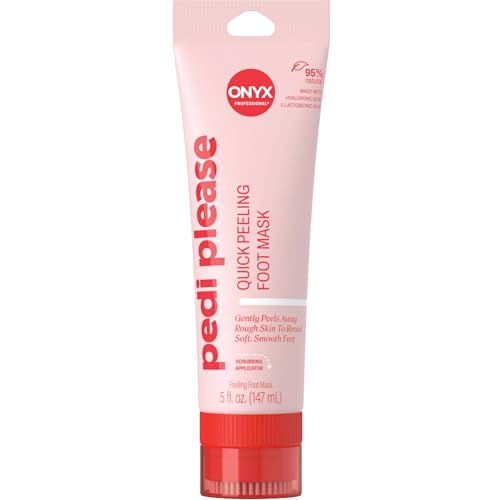Onyx Professional Pedi Please Foot Mask - Quick Peeling Gently Peels Away Rough Skin to Reveal Soft Smooth Skin Includes Built-in Brush & Scrubbing Applicator 5 fl. oz.