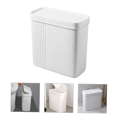 Caneca de basura rectangular blanca para baño miniatura 2
