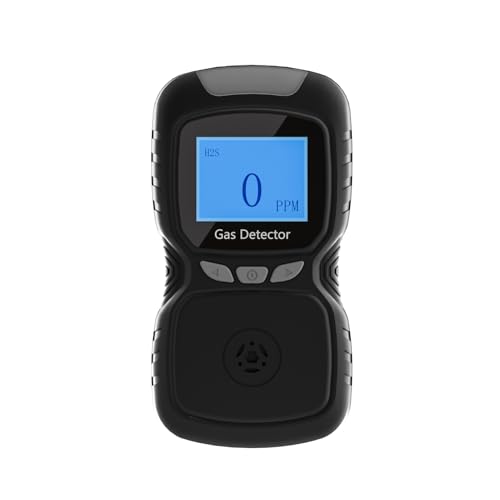 H2S Monitor Clip Single Gas H2S Detector Portable Hydrogen Sulfide Detector Gas Leak Detectors with Buzzer and Red Indicator Alarm Clip on 0~100ppm H2S Gas Detector (Black)