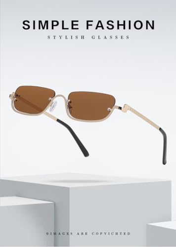 Unisex Vintage Square Sunglasses – Retro Metal Half-Frame (European & American Style)3