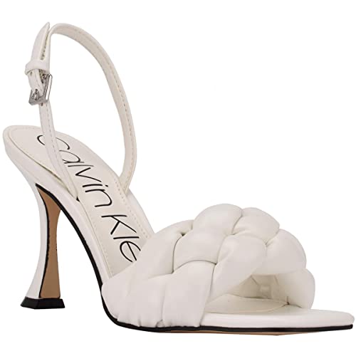 Calvin Klein Women's Bona Heeled Sandal, White 140, 8 #TOP2