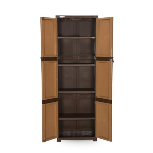 Image of Nilkamal Freedom Large (FML) Plastic Wardrobe for Storage| 3-Year Warranty|Clothes Organizer|Shelves|Cupboard|Almirah|for Home, Living Room, Bed Room|Adult & Kids| Sandy & Dark Brown