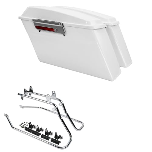 Alforjas rígidas con soportes de conversión cromados para Harley Davidson Softail 1984-2017 modelos FLST FLSTC FLSTF FLSTN FLSTS color rojo