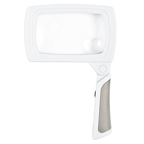 OttLite Handheld Folding LED Lighted Magnifier â€“ Compact, Portable, No-Slip Comfort Grip Handle, Magnifying Glass for Reading, Crafting, Puzzles, Sewing