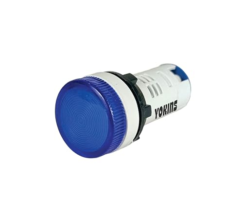 Image of Yokins LED Panel Corded Electric Round Indicator Light Or Lamp, IL22-AW-220V-B, 220V AC, 22.5MM Plastic LED Indicator Pilot Signal Light Lamp, Blue Color