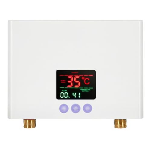 Mini chauffe eau instantané electrique,Chauffe-eau instantané,petit chauffe-eau instantané avec affichage de la température LED,chauffe-eau cuisine 220V,chauffe eau instantané electrique douche (3KW)