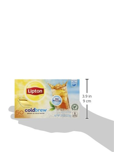 Lipton Cold Brew Black Iced Tea Bags, Unsweetened 50 ct (Pack of 6)