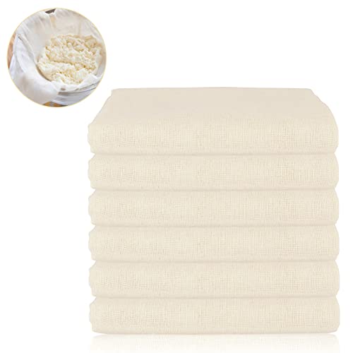 Bomtop 6 Pièces Etamine Alimentaire pour Cuisiner, Non Blanchi, Lavable Multiusage Anti-chaleur pour Filtrer Tofu, Fromage, Jus de Fruits, Café, Thé, Épices(Beige-50 x 50cm)