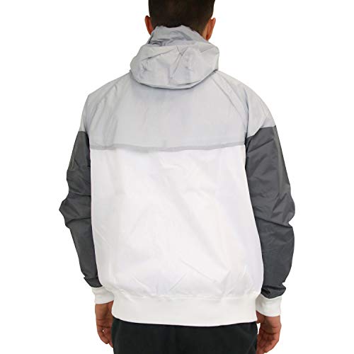 Image of Nike Mens Windrunner Hooded Track Jacket White /Wolf Grey Dark Grey /White AR2191-100 Size Small