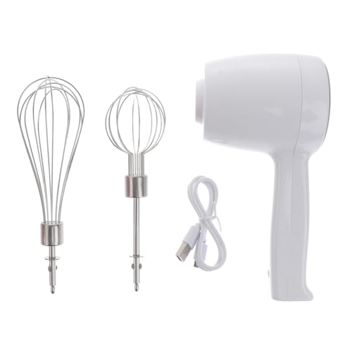 BRIGHTFUFU Egg Beater Rechargeable Hand Blender Electric Mixer 1-2 Speeds 5 Gear Stainless Steel for Kitchen Egg Whipping Tool