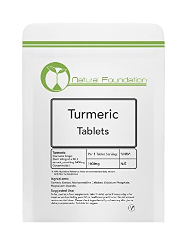 Turmeric Tablets High Strength 1,400mg 90% Curcumin Supplement For Inflammation Digestive Health & Joint Support Tumeric Made In The UK | Natural Foundation Supplements (120 Tablets) Cover