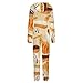 AKBLVS Croissant Coffee Hooded Onesie Pajama Set for Men Women Long Sleeve Fashion Couple One-Piece Zip-up Cosplay Party 3XL