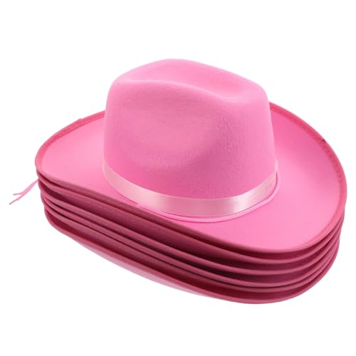 Chapeau de cowgirl rose avec bordure en ruban doux et tissu non tissé confortable