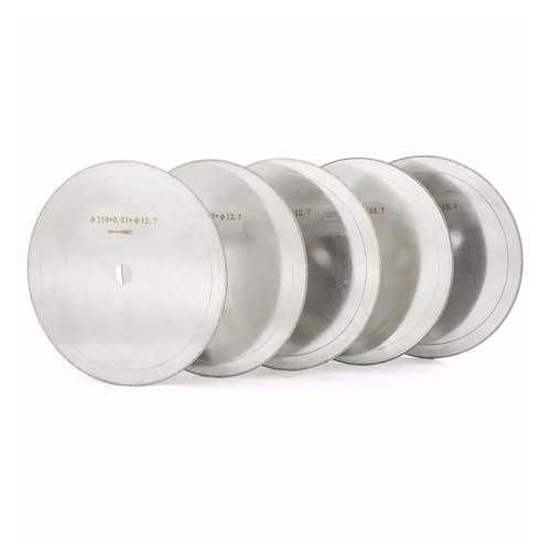 Lot de 5 lames scie diamantées 15 cm (6 pouces) for lapidairerie, bord ultra-fin, alésage 0,33 mm, disque coupe 12,7 (1/2 pouce), outils bijouterie for pierres précieuses