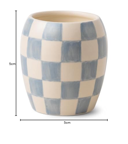 Paddywax Scented Candles Checkmate Artisan Candle in Reusable Checkerboard Patterned Porcelain Vessel, 311g, Cotton + Teak - Image 2