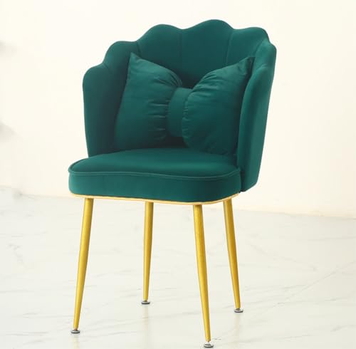 椅子 可愛いオシャレ椅子ダイニングとベッドルームのハイチェア、金属製の足付きベルベットのキッチンチェア、リビングルームのラウンジチェア(グリーン)