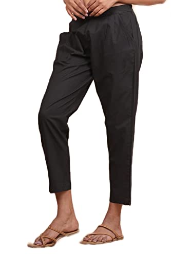 Image of Women's Cotton Ankle Fit Trouser Pants for Women & Girls | Women Regular Fit with Two Pocket Trouser for Office School Formal Casual Daily Use