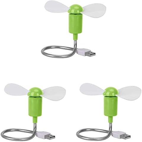DECVO Mini Mobile USB Powered Cooling Fan Flexible Goose neck Air Blower For Desktop PC Computer Laptop Notebook Tablet 3 Pack (Green*3) Cover