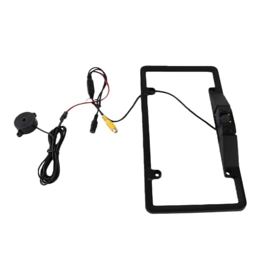 3 in 1 Car License Plate Frame Parking Sensor, Radar Rearview Reverse Backup Camera 2LED, Suitable for Parking & Back up Car
