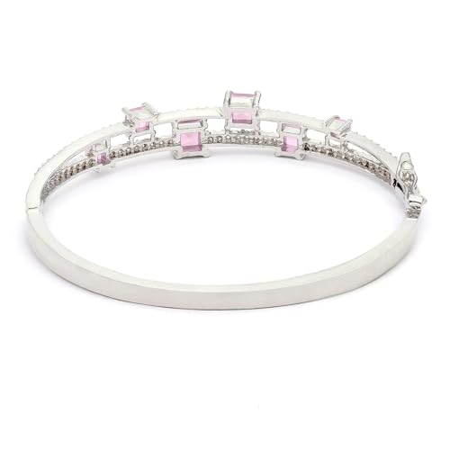 Rhodium-Plated AD Flower Pattern Kada Bracelet For ()