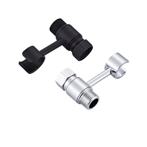 Soporte de cabezal de ducha de mano con conector de pared plateado para baño 3