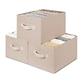 StorageWorks Closet Organizer Storage Baskets, Fabric Storage Bins for Shelves, Closet Organization and Storage Basket, Organizer Bins, Light Brown, 3-Pack, Large