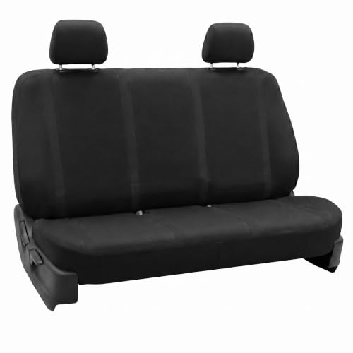 Image of FH Group Car Seat Covers Rear Set Cloth - Car Seat Covers with Removable Headrest,Universal Fit,Automotive SeatCovers,Washable Car SeatCover for SUV,Sedan,Van Black