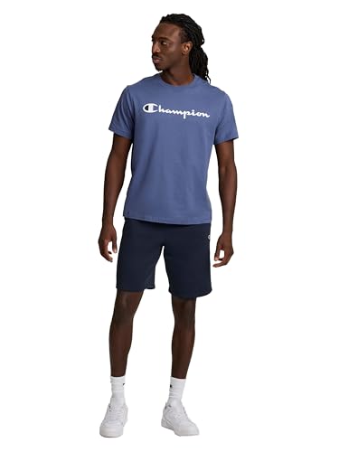 Image of Champion Men's Graphic Short Sleeve T-Shirt, Standard Fit, Classic Script Logo, Midweight 100% Cotton