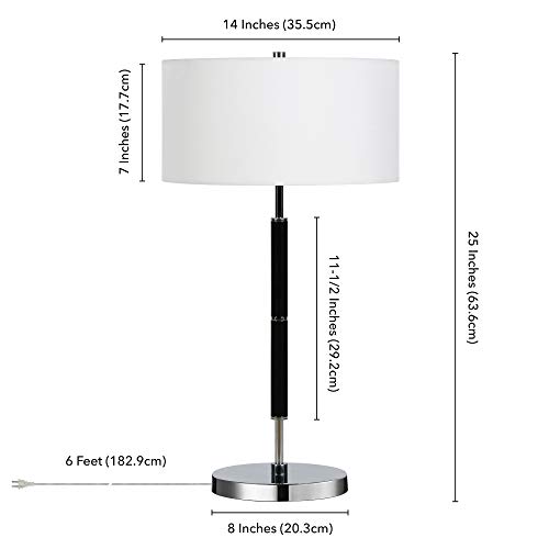 Henn&Hart TL0321 25 Inch Tall 2-Light Table Lamp With Fabric Shade In Black/Polished Nickel/White thumb #7
