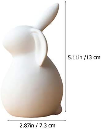 PRETYZOOM Ceramics Bunny Figurine Easter White Bunny Figurines Home Decor Rabbits Ornaments for Home Easter Garden Micro Landscape Decorations White