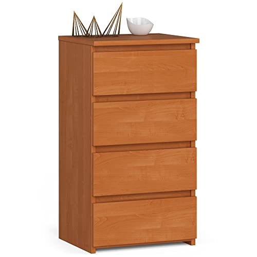 AKORD | Cajonero con 4 cajones | Cómoda Alta | Mueble Moderno para Sala de Estar, Comedor, Dormitorio, Entrada, baño | Armario Infantil | 35x40x74 cm | Aliso