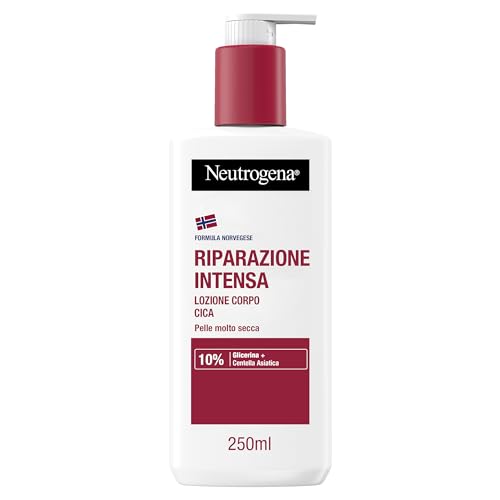 Neutrogena Formula Norvegese Lozione Corpo CICA Riparazione Intensa, Crema corpo riparatrice per 72h di nutrimento, Crema idratante corpo con 10% Glicerina, Crema corpo idratante pelle secca, 250 ml