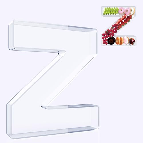 RUFHVTY 11" Acrylic Letter Charcuterie Box, Reusable Fillable Alphabet Number Shaped Form Tray for Birthday Anniversaries, Party Decorative Serving Plates Display Candy Cake (Z)