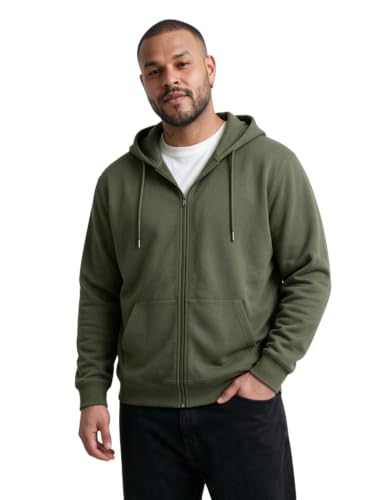 Image of UNSTD Plus Size Men Solid Zipper Hoodie Regular Fit Winter Wear