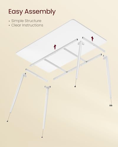Image of VASAGLE 55.1 inch Dining Table for 4-6 People, Modern Kitchen Table, Heat-Resistant Tabletop, Quick Assembly, for Dining Room, Snow White, Island Collection UKDT100W101S