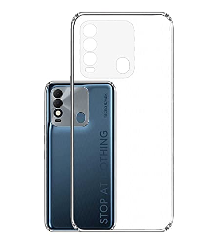 Image of Soft Flexible Silicone Back Cover Compatible with Tecno Spark 8, Transparent Case